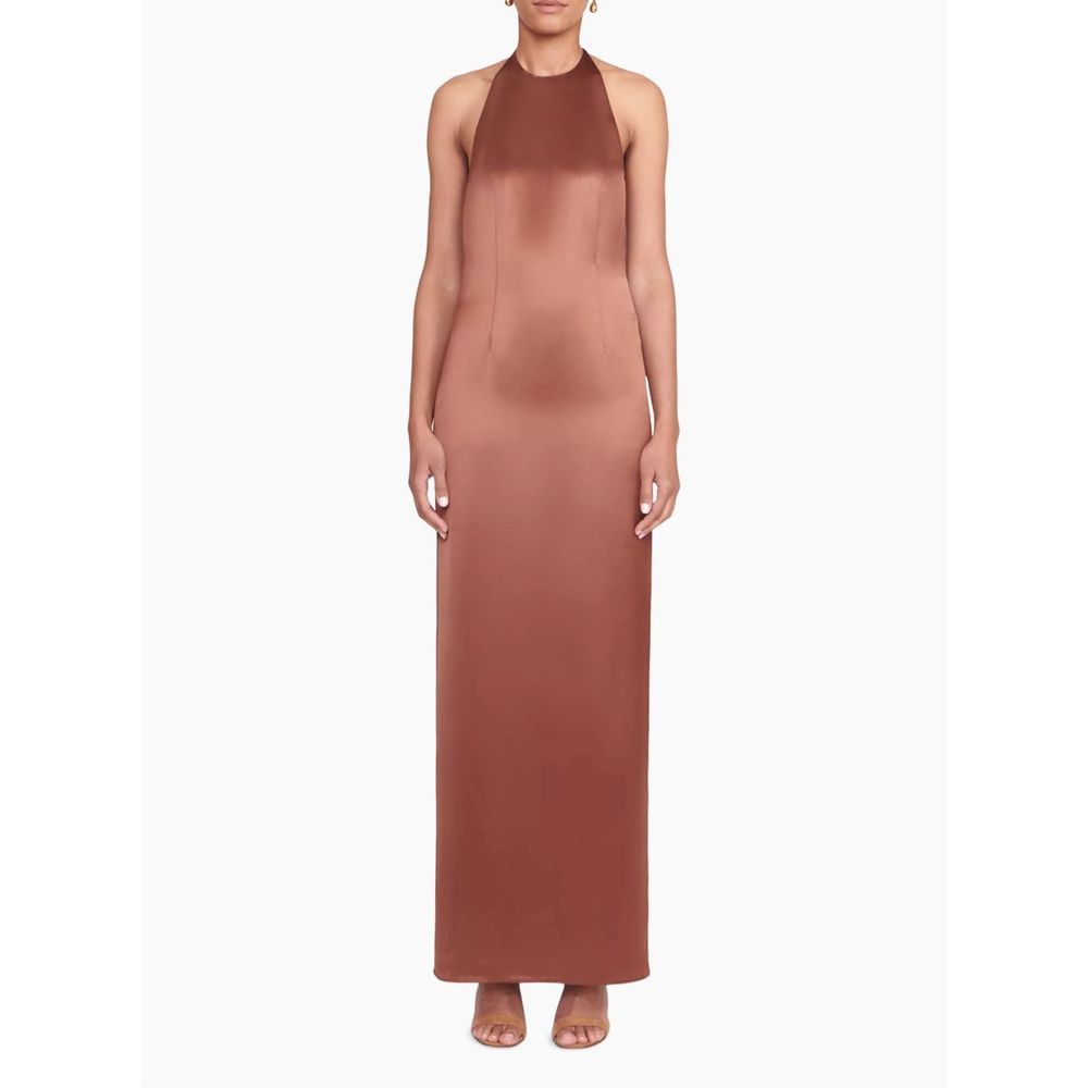 Staud Janet Open-Back Satin Maxi Dress
